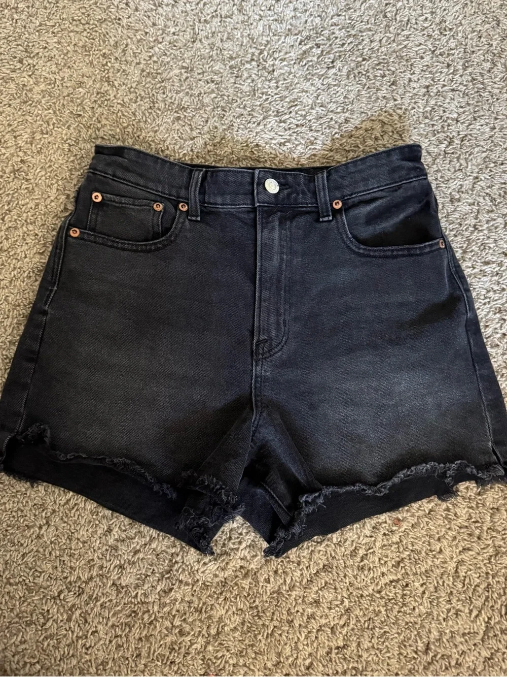 American Eagle Outfitters Stretch Black High Rise Shorts Denim Cutoff Size 4